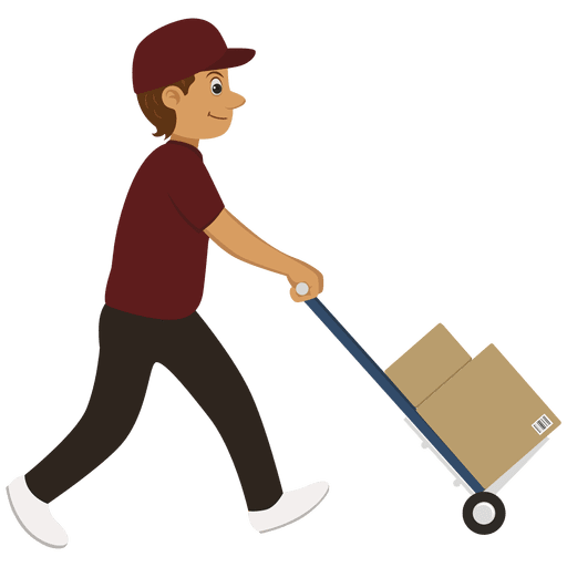 Delivery Man Carrying Trolley