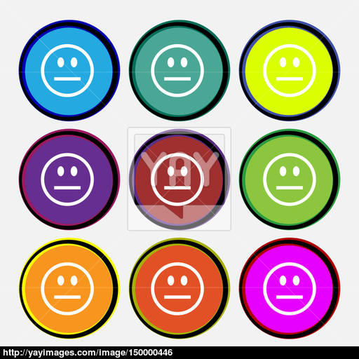 Sad Face, Sadness Depression Icon Sign Nine Multi Colored Round