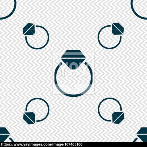 Diamond Engagement Ring Icon Sign Seamless Pattern With Geometric