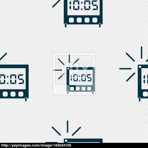 Digital Alarm Clock Icon Sign Seamless Abstract Background