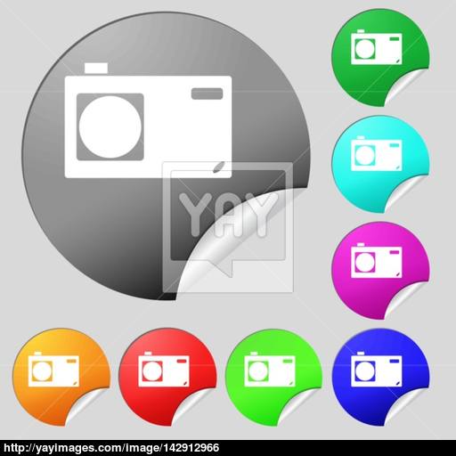 Photo Camera Sign Icon Digital Symbol Set Of Eight Multi Colored