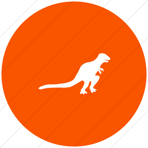 Flat Circle White On Orange Animals T Rex Dinosaur Icon
