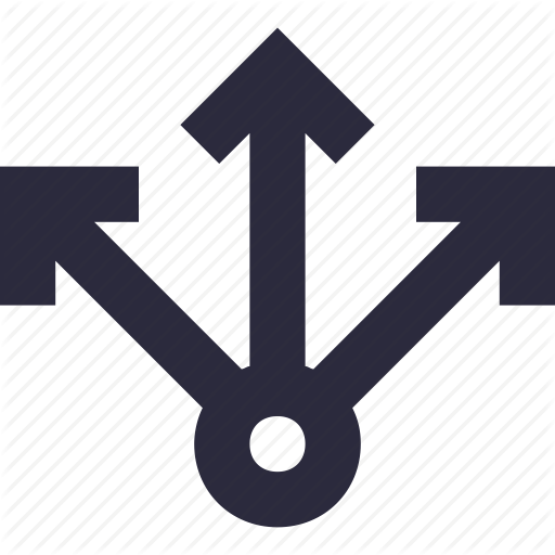 Arrows, Directions, Navigational, Pointing, Three Ways Icon