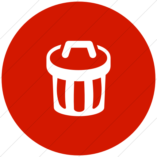 Flat Circle White On Red Raphael Trash Icon