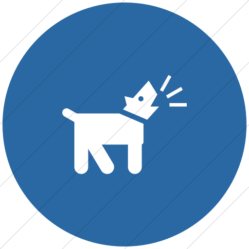 Flat Circle White On Blue Iconathon Barking Dog Icon