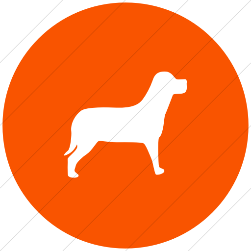 Flat Circle White On Orange Animals Dog Icon