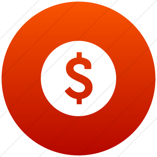 Flat Circle White On Red Gradient Raphael Dollar Sign Icon