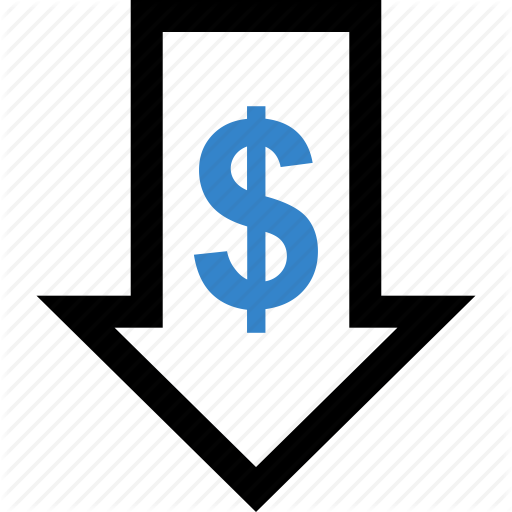 Dollar, Down, Investment, Money, Sign Icon