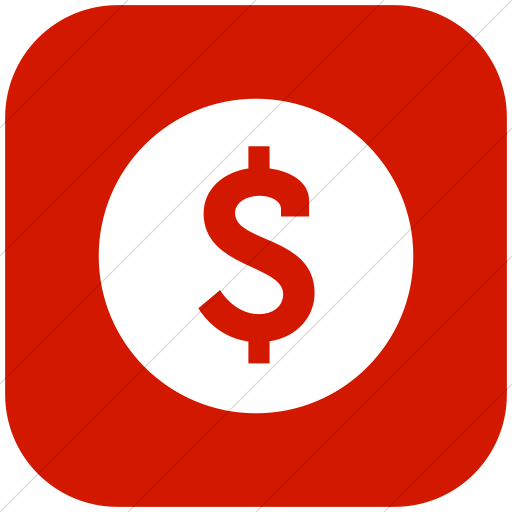 Flat Rounded Square White On Red Raphael Dollar Sign Icon