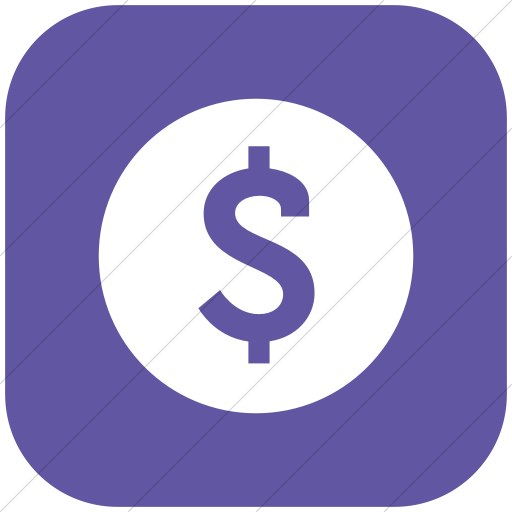 Flat Rounded Square White On Purple Raphael Dollar Sign
