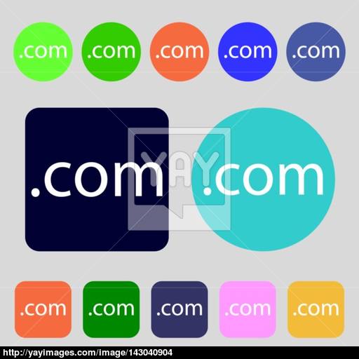 Domain Com Sign Icon Top Level Internet Domain Symbol Colored