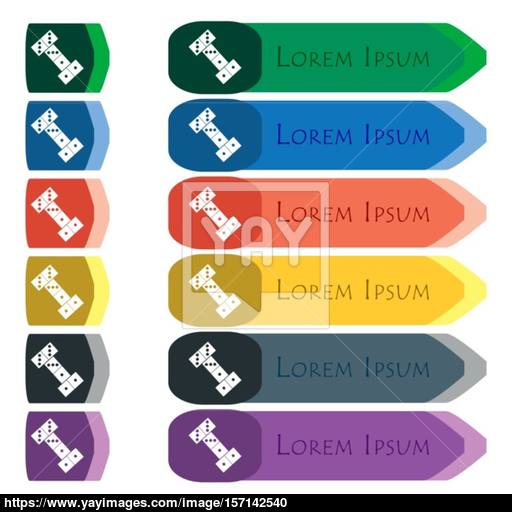 Domino Icon Sign Set Of Colorful, Bright Long Buttons