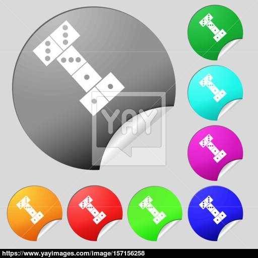 Domino Icon Sign Set Of Eight Multi Colored Round Buttons