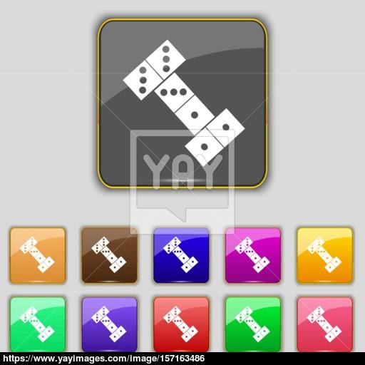 Domino Icon Sign Set With Eleven Colored Buttons For Your Site