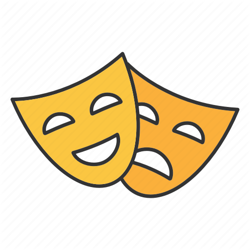 Comedy, Drama, Happy, Mask, Sad, Theater, Tragedy Icon