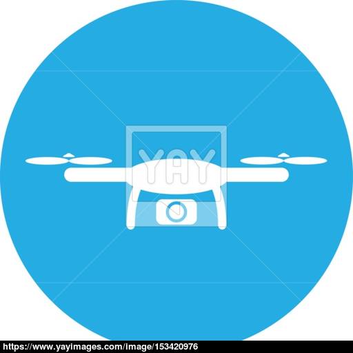 Drone Icon Flat Style On Blue Circle Background Vector
