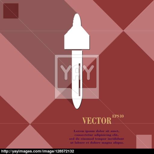 Dropper Icon Symbol Flat Modern Web Design With Long Shadow