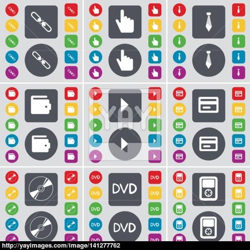 Link, Hand, Tie, Wallet, Media Play, Credit Card, Disk, Dvd