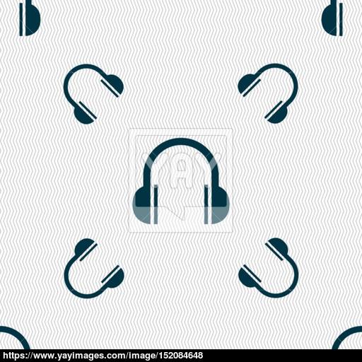 Headphones Icon Sign Seamless Pattern With Geometric Texture