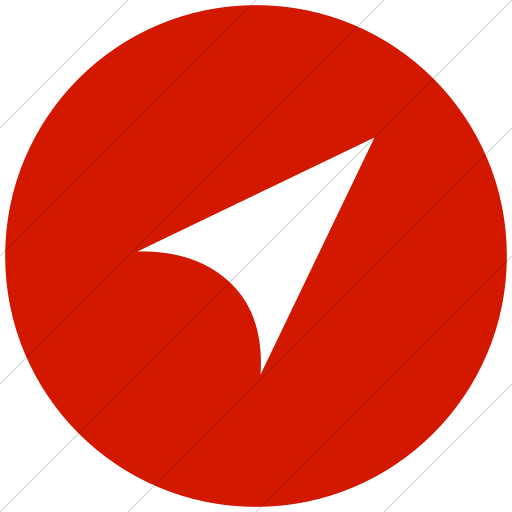 Flat Circle White On Red Classic Arrows Direction North