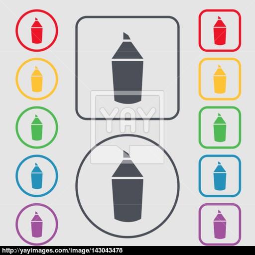 Pencil Sign Icon Edit Content Button Symbols On The Round