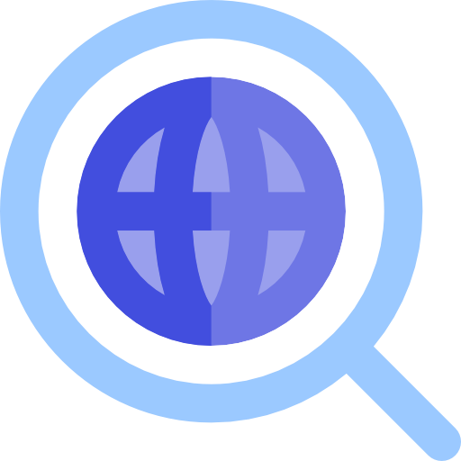 Global, Search, Magnifying Glass, Loupe, Earth Grid, World Grid Icon
