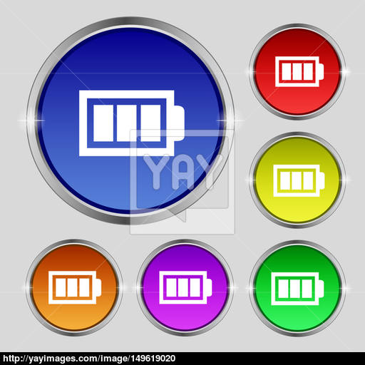 Battery Fully Charged Sign Icon Electricity Symbol Set Of Colour