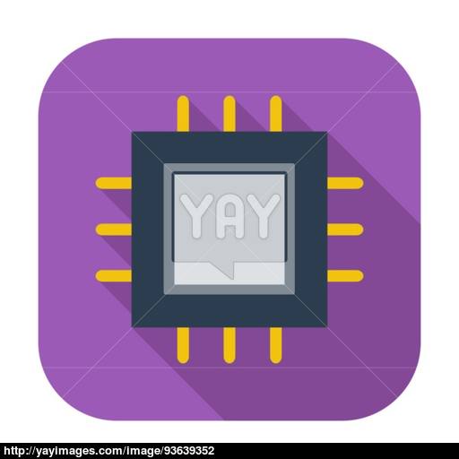 Electronic Chip Flat Icon Vector