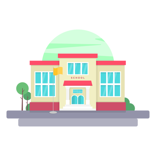 Elementary School Building Illustration