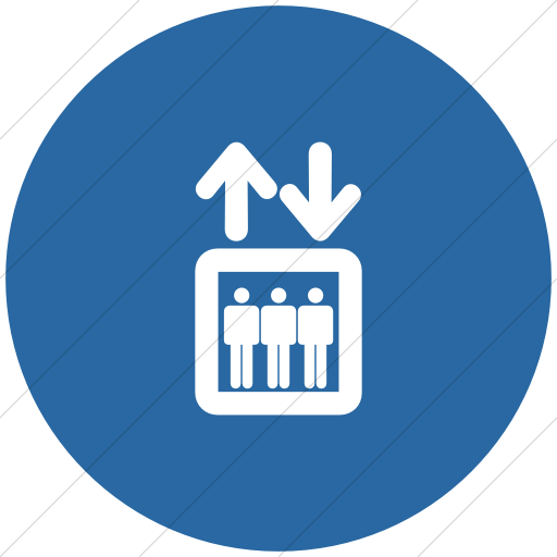 Flat Circle White On Blue Aiga Elevator Icon