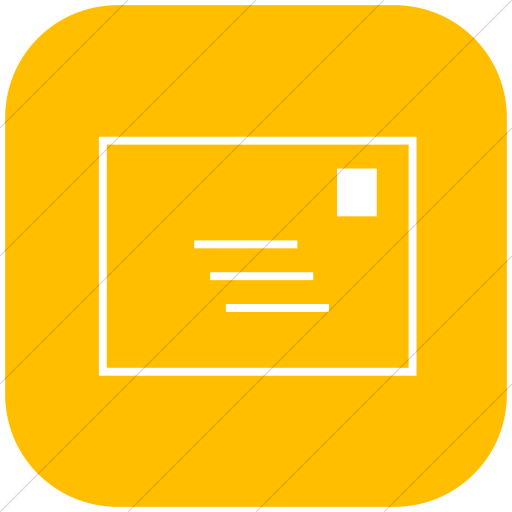 Flat Rounded Square White On Yellow Classica Email Icon