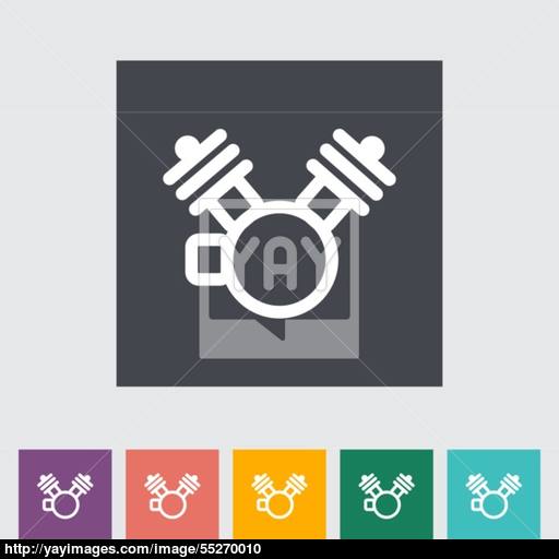 Motorcycle Engine Flat Icon Vector