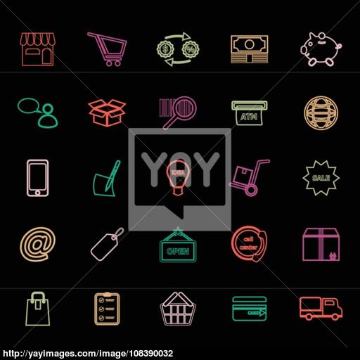 Internet Entrepreneur Line Icons Flat Color Vector