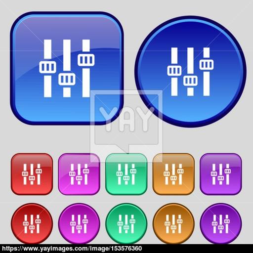 Equalizer Icon Sign A Set Of Twelve Vintage Buttons For Your