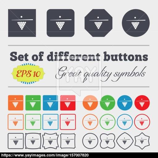 Billiard Pool Game Equipment Icon Sign Big Set Of Colorful