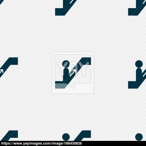 Escalator Icon Sign Seamless Pattern With Geometric Texture