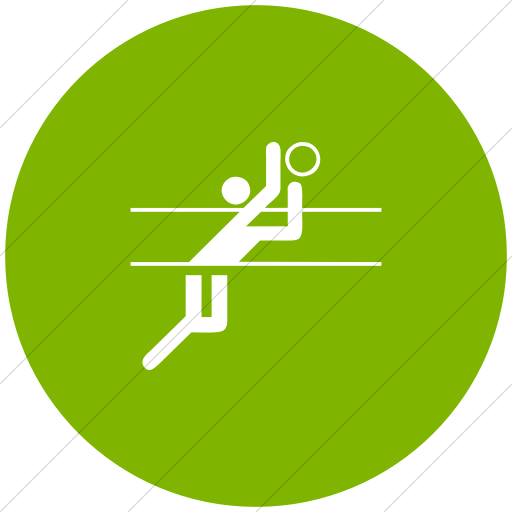 Flat Circle White On Green Sports Volleyball Icon