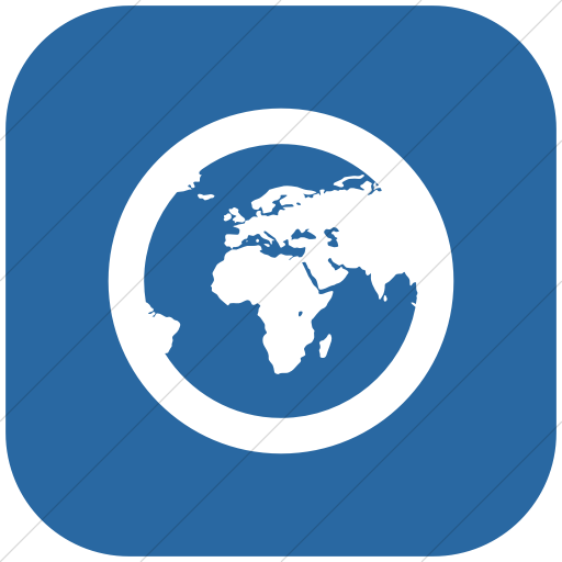 Flat Rounded Square White On Blue Raphael Globe Europe Icon