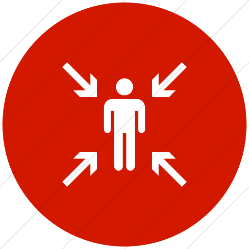 Flat Circle White On Red Iconathon Evacuation Point Icon