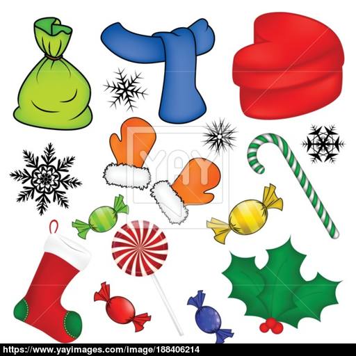 Christmas Vector Symbol Set, Icon Design Winter Illustration