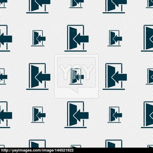 Door, Enter Or Exit Icon Sign Seamless Abstract Background
