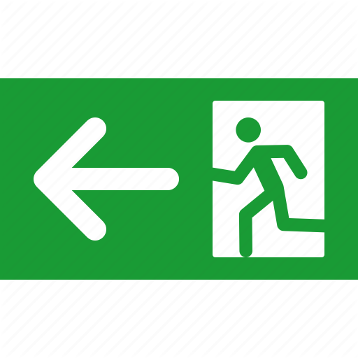Arrow, Emergency, Exit, Green, Leave, Left, Sign Icon