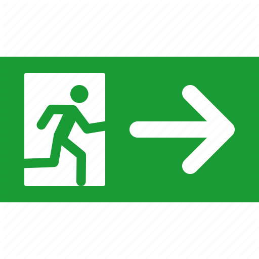 Arrow, Emergency, Exit, Green, Out, Right, Sign Icon