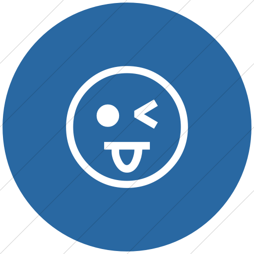 Flat Circle White On Blue Classic Emoticons Face