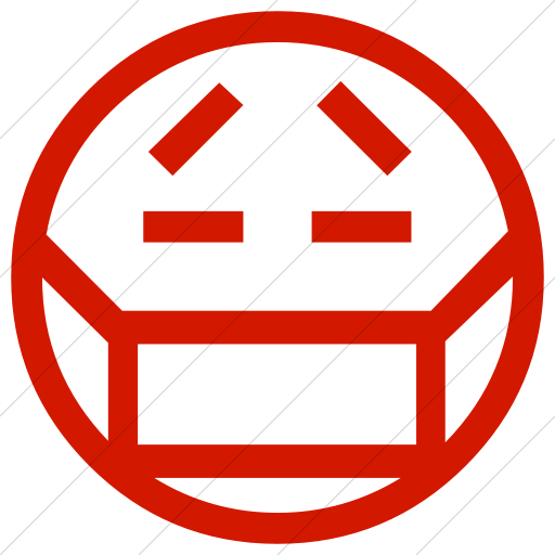 Simple Red Classic Emoticons Face With Medical Mask Icon