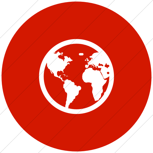 Flat Circle White On Red Broccolidry Globe Icon