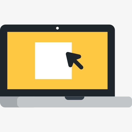 Computer Icon, Yellow Computer Icon, Cartoon Computer Icon