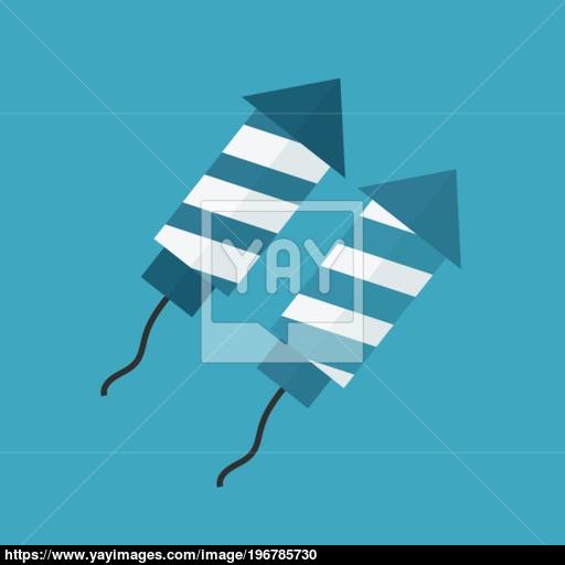 Fireworks Rocket Icon In Flat Long Shadow Design Vector
