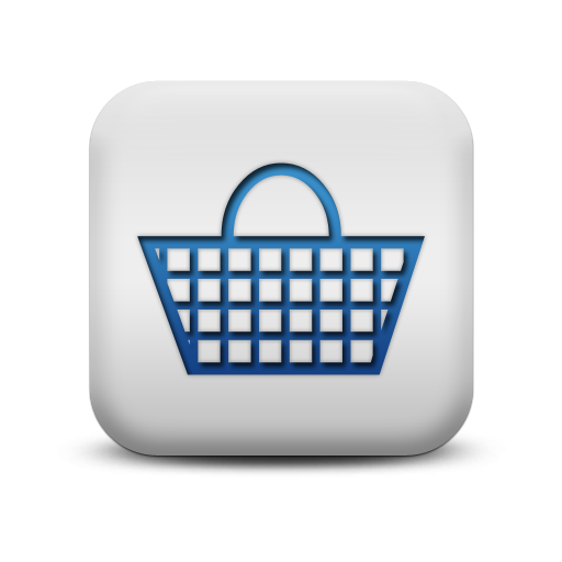 Matte Blue And White Square Icon Business Basket