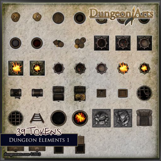 Dungeon Elements Contact Sheet Fantasy Map Objects For Use